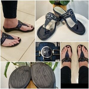 Marc Fisher Sparkly Glitter Medallion Chain Link Sandals